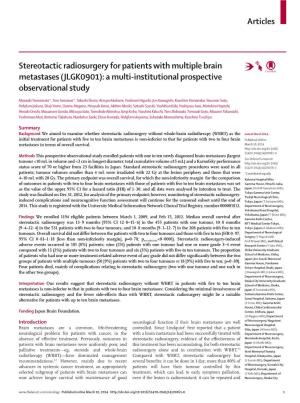 Stereotactic Radiosurgery for Patients with Multiple Brain Metastases (JLGK0901): a Multi-Institutional Prospective Observational Study