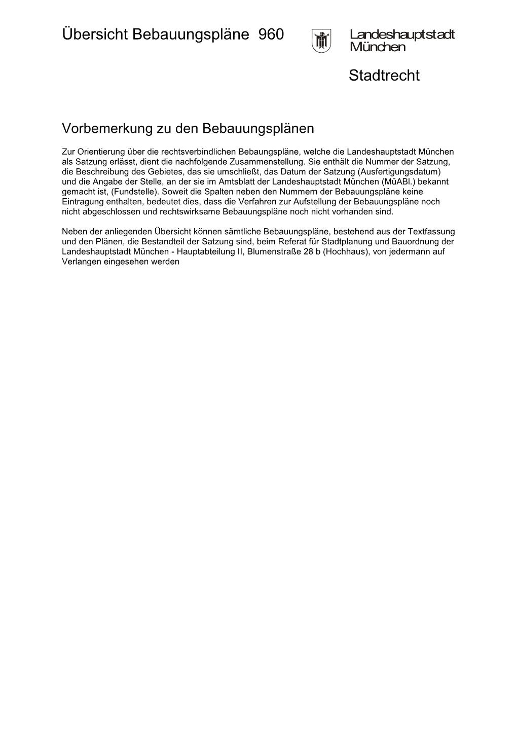 960 Uebersicht Bebauungsplaene