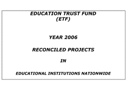 (Etf) Year 2006 Reconciled Projects