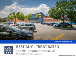 BEST BUY - “BBB” RATED TOP NATIONWIDE STORE SALES Metairie (New Orleans), Louisiana DISCLAIMER