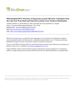 Mitochondrial DNA Structure of Pyganodon Grandis