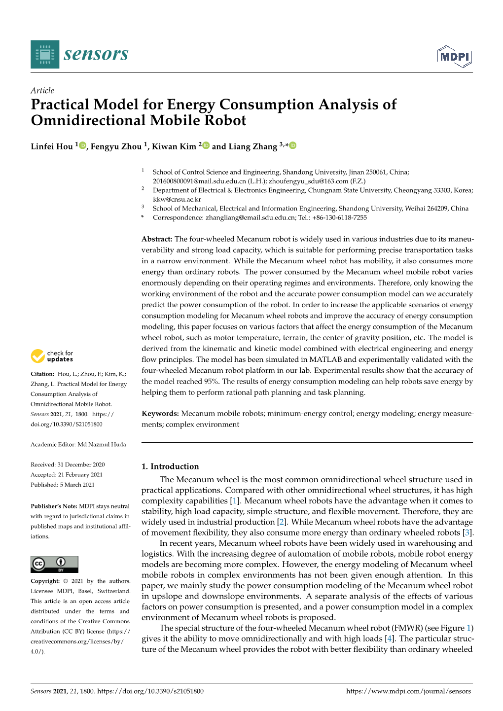 Practical Model for Energy Consumption Analysis of Omnidirectional Mobile Robot