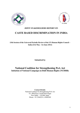 DALITS STAKEHOLDERS REPORT for UPR II (Second Cycle)