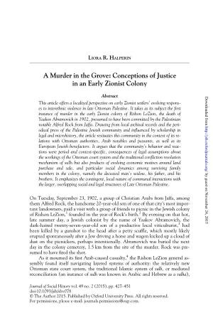 A Murder in the Grove: Conceptions of Justice in an Early Zionist Colony