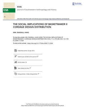 The Social Implications of Basketmaker Ii Cordage Design Distribution