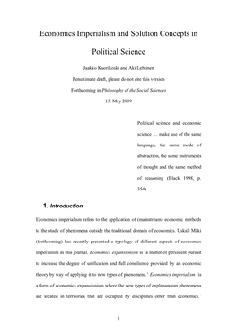 Economics Imperialism and Solution Concepts in Political Science