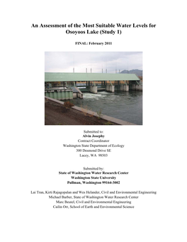 An Assessment of the Most Suitable Water Levels for Osoyoos Lake (Study 1)