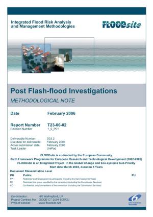 Post Flash-Flood Investigations METHODOLOGICAL NOTE