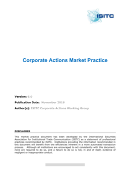 ISO 15022 Corporate Actions Market Practice