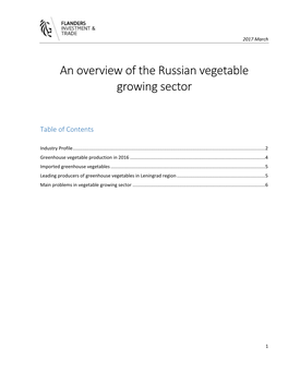 An Overview of the Russian Vegetable Growing Sector