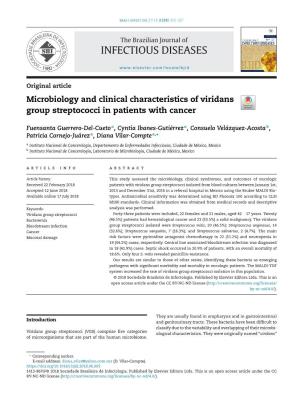Microbiology and Clinical Characteristics of Viridans Group Streptococci in Patients with Cancer