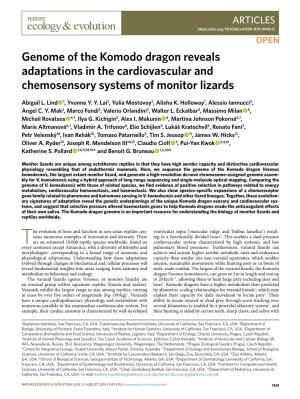 Genome of the Komodo Dragon Reveals Adaptations in the Cardiovascular and Chemosensory Systems of Monitor Lizards