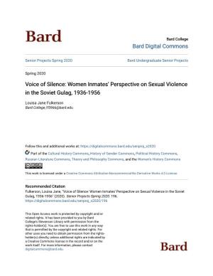 Women Inmates' Perspective on Sexual Violence in the Soviet Gulag, 1936-1956