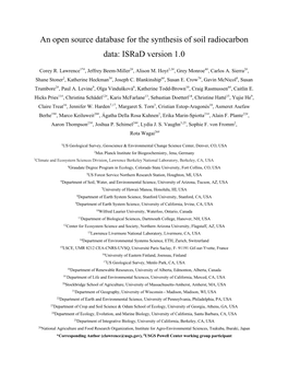 An Open Source Database for the Synthesis of Soil Radiocarbon Data: Israd Version 1.0