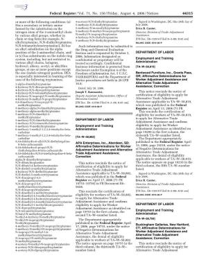 Federal Register/Vol. 71, No. 150/Friday, August 4, 2006/Notices