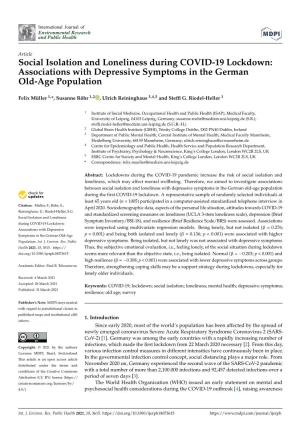 Social Isolation and Loneliness During COVID-19 Lockdown: Associations with Depressive Symptoms in the German Old-Age Population