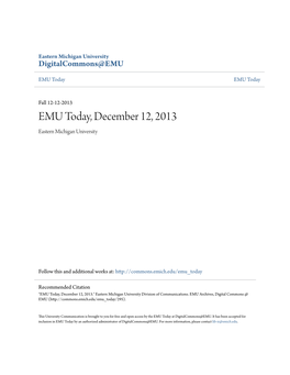 EMU Today, December 12, 2013 Eastern Michigan University
