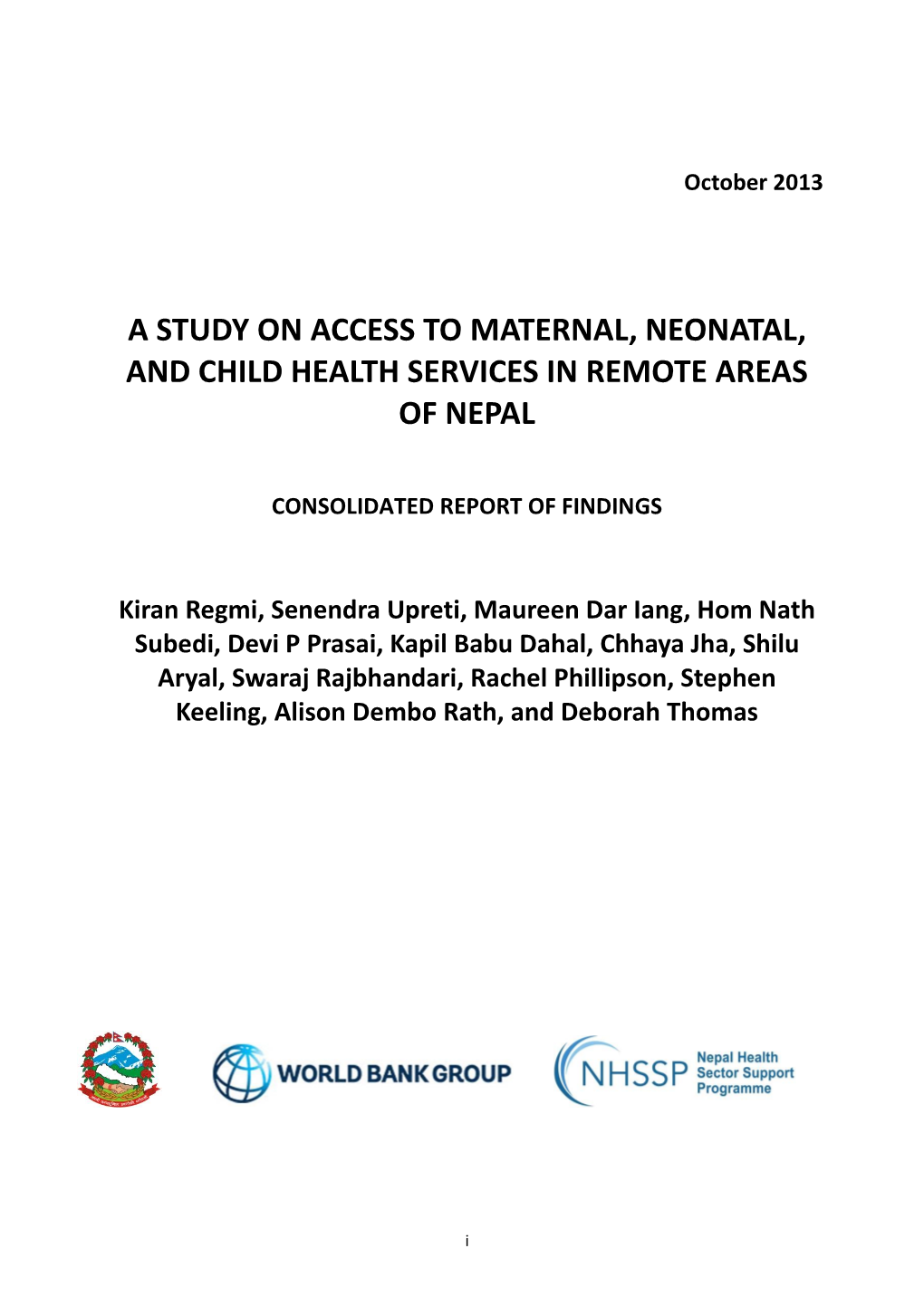 Remote Areas Study Report