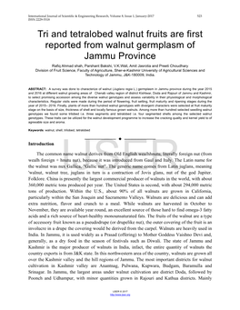 Tri and Tetralobed Walnut Fruits Are First Reported from Walnut Germplasm Of