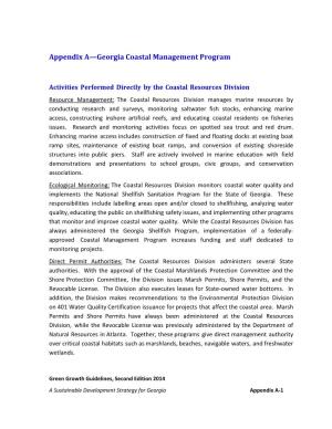 Appendix A—Georgia Coastal Management Program