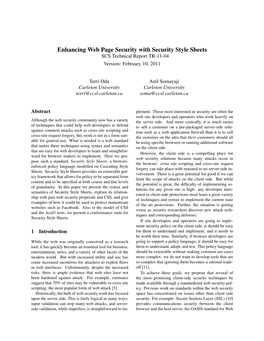 Enhancing Web Page Security with Security Style Sheets SCS Technical Report TR-11-04 Version: February 10, 2011