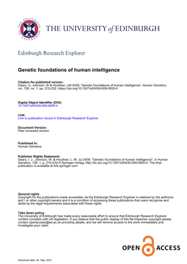 Genetic Foundations of Human Intelligence