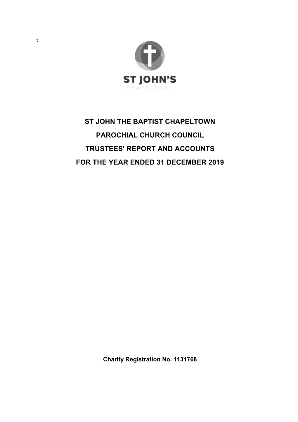 St John the Baptist Chapeltown Parochial Church Council Trustees' Report and Accounts for the Year Ended 31 December 2019