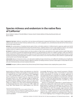 Species Richness and Endemism in the Native Flora of California