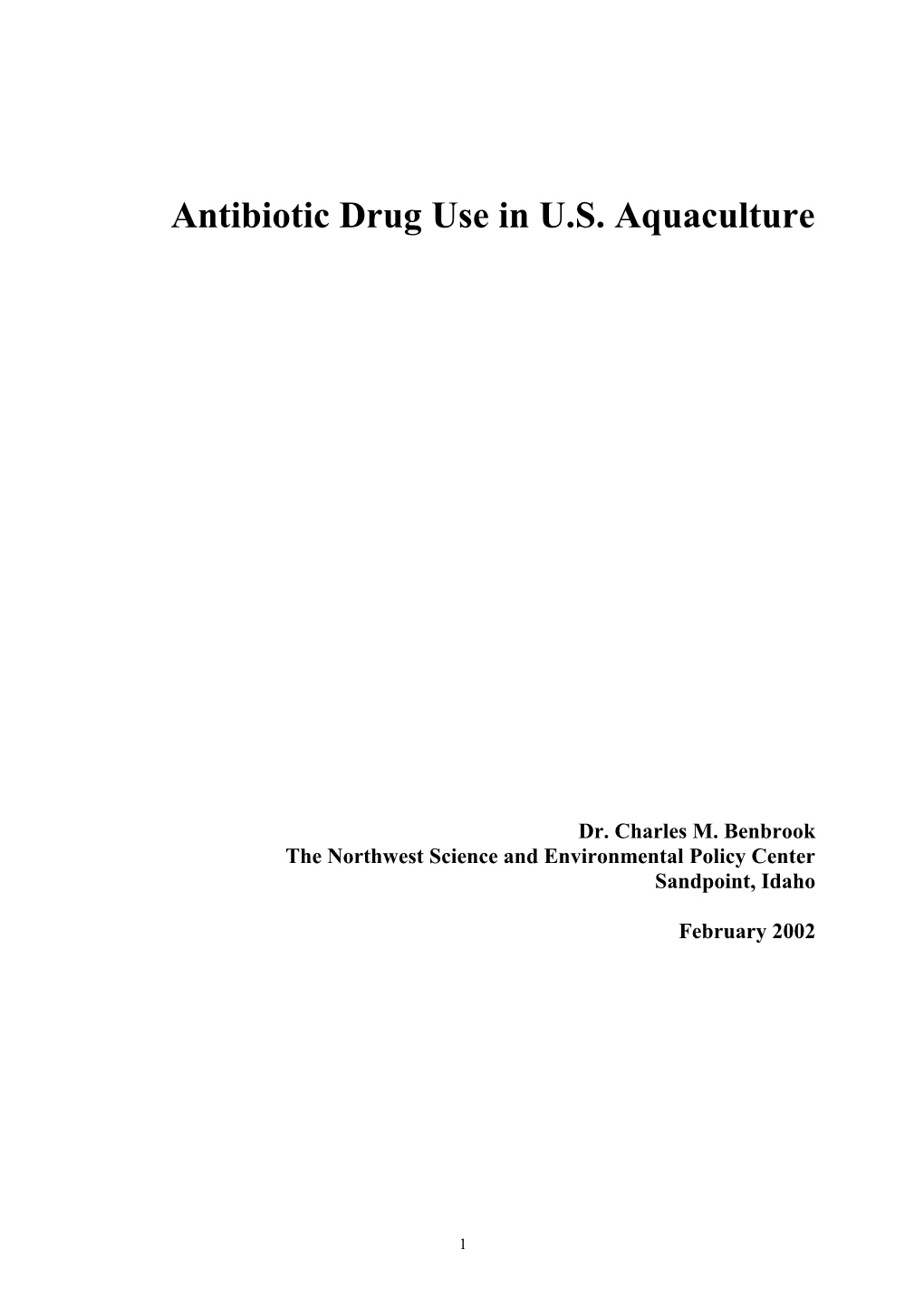 Antibiotic Drug Use In US Aquaculture