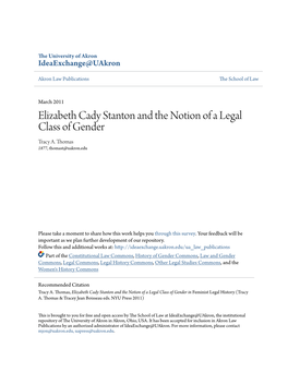 Elizabeth Cady Stanton and the Notion of a Legal Class of Gender Tracy A