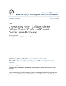 Countervailing Power—Different Rules for Different Markets? Conduct and Context in Antitrust Law and Economics