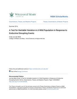 A Test for Heritable Variation in a Wild Population in Response to Endocrine Disrupting Events