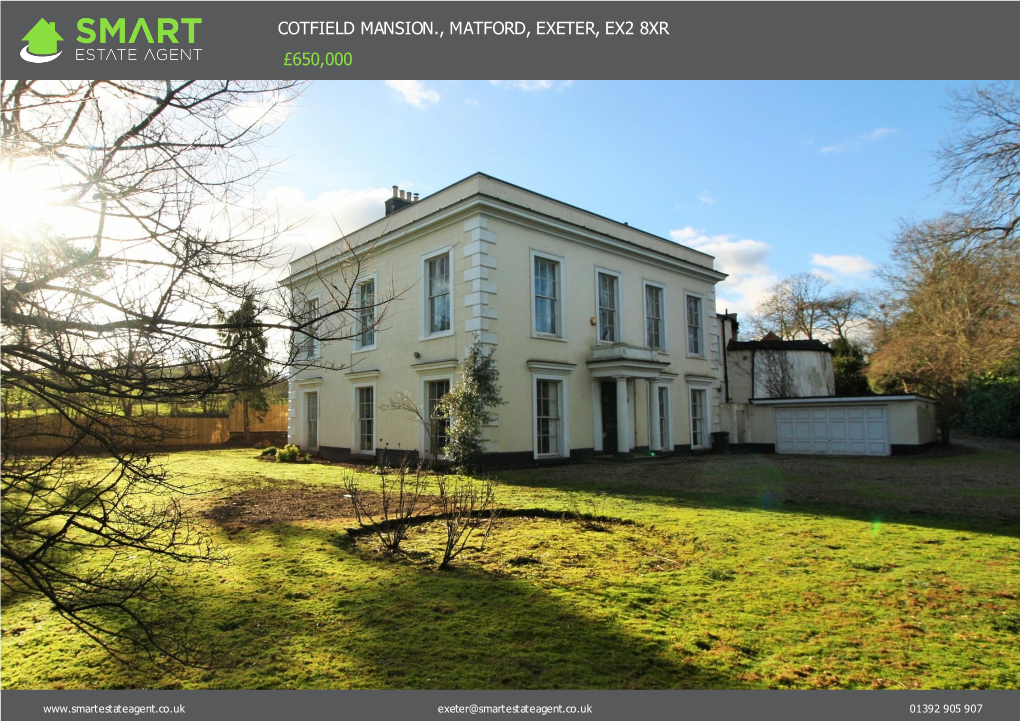 Cotfield Mansion., Matford, Exeter, Ex2 8Xr £650,000