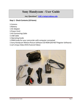 Sony Handycam User Guide Page 1
