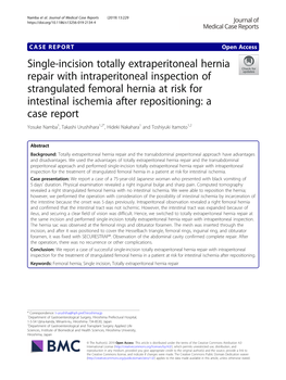 Single-Incision Totally Extraperitoneal Hernia Repair with Intraperitoneal