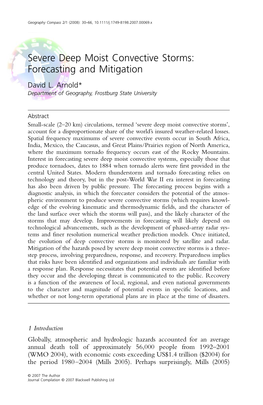 Severe Deep Moist Convective Storms: Forecasting and Mitigation David L