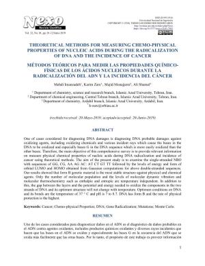 Theoretical Methods for Measuring Chemo-Physical Properties of Nucleic Acids During the Radicalization of Dna and the Incidence of Cancer