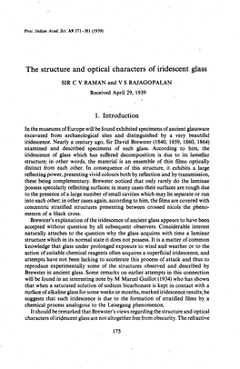 The Structure and Optical Characters of Iridescent Glass