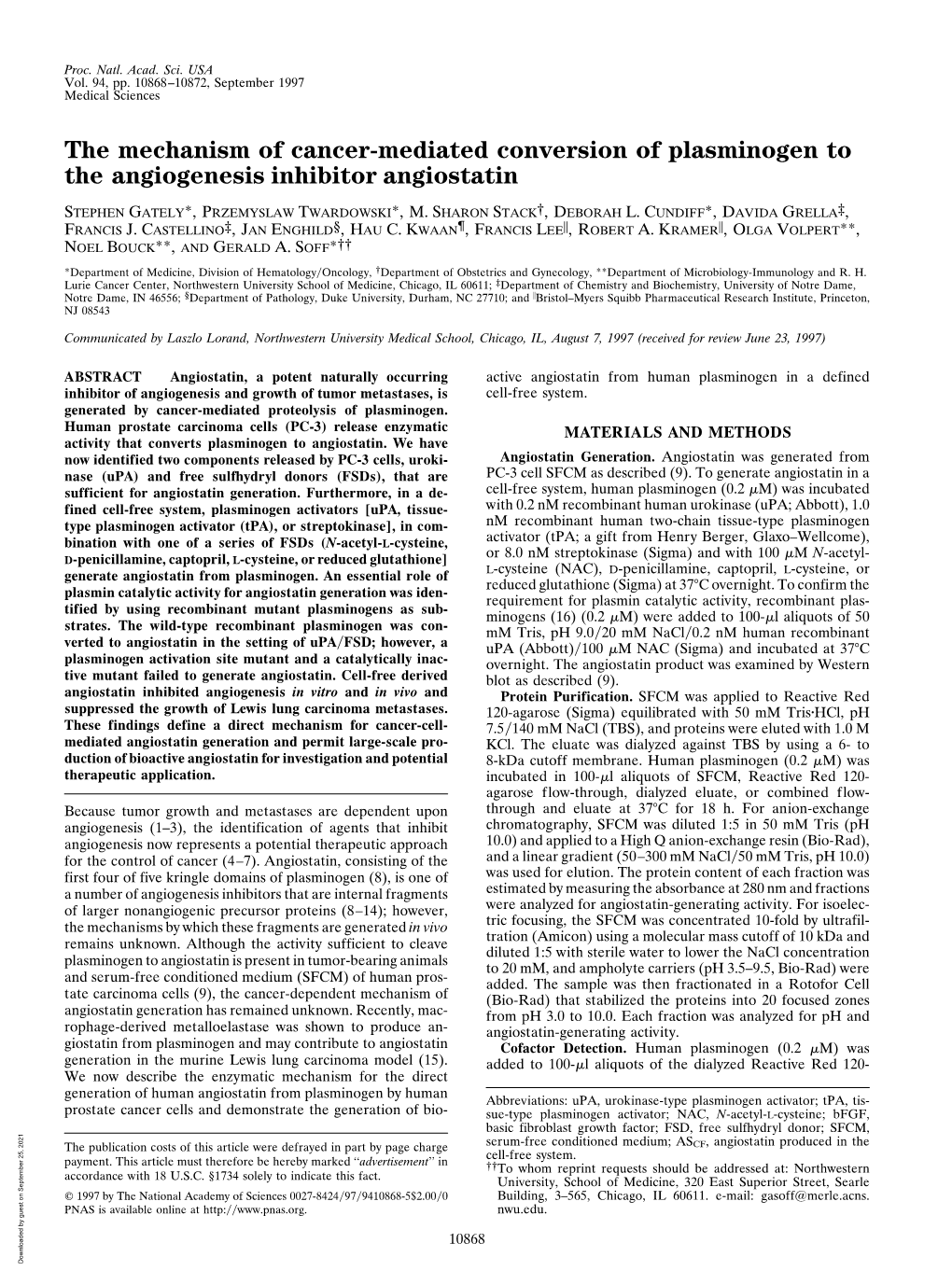 The Mechanism of Cancer-Mediated Conversion of Plasminogen to the Angiogenesis Inhibitor Angiostatin