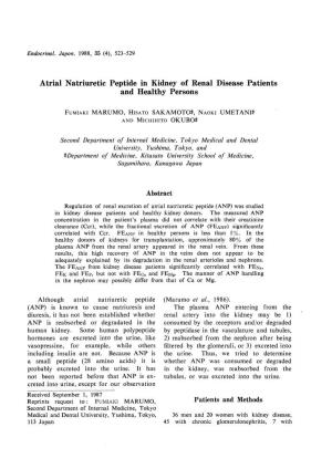 Atrial Natriuretic Peptide in Kidney of Renal Disease Patients and Healthy Persons