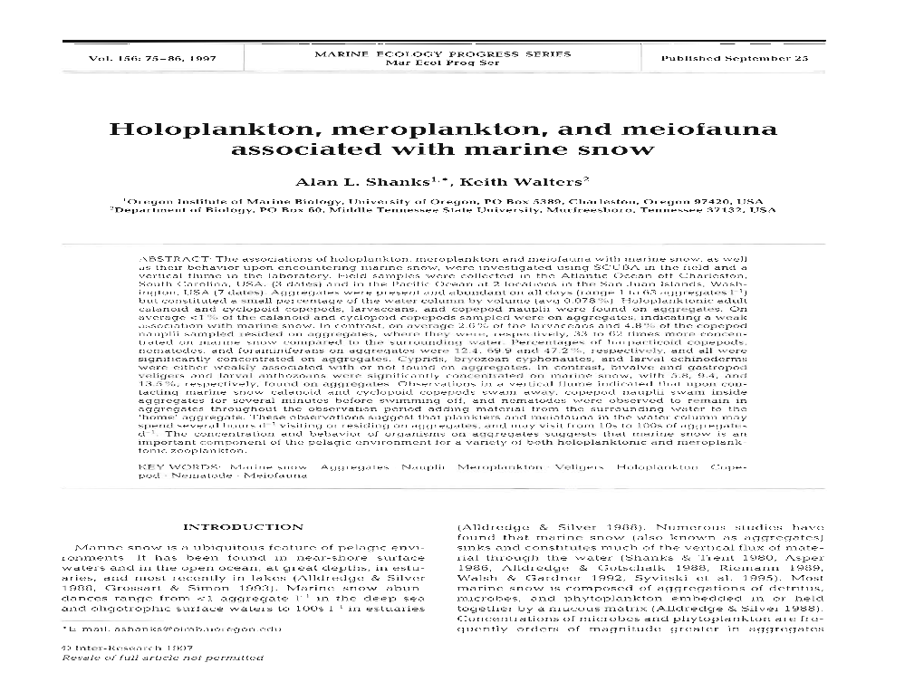 Holoplankton, Meroplankton, and Meiofauna Associated with Marine Snow