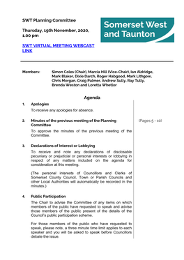 (Public Pack)Agenda Document for SWT Planning Committee, 19/11