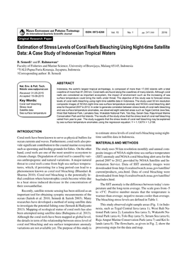 Estimation of Stress Levels of Coral Reefs Bleaching Using Night-Time Satellite Data: a Case Study of Indonesian Tropical Waters