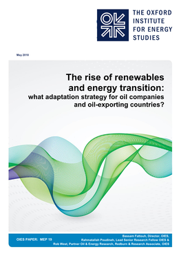 The Rise of Renewables and Energy Transition: What Adaptation Strategy for Oil Companies and Oil-Exporting Countries?