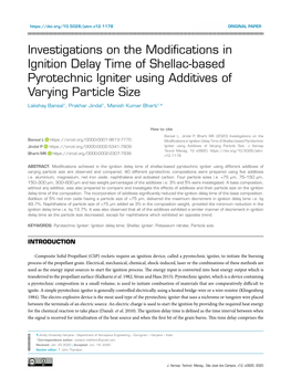 Investigations on the Modifications in Ignition Delay Time of Shellac