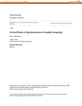 On the Effects of Synchronization in Parallel Computing