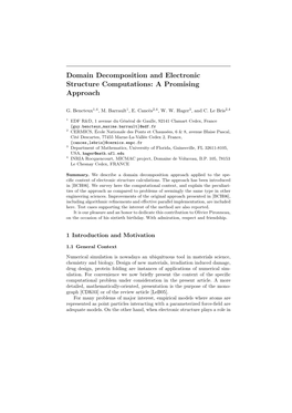 Domain Decomposition and Electronic Structure Computations: a Promising Approach