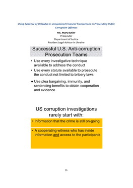 Successful US Anti-Corruption Prosecution Teams US