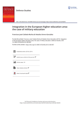 Integration in the European Higher Education Area: the Case of Military Education Francisco José Callado-Muñoz and Natalia Utrero-González