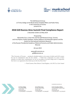 2018 G20 Buenos Aires Summit Final Compliance Report 2 December 2018 to 10 May 2019